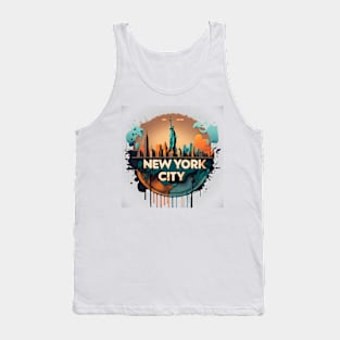 new york city liberty sunset retro Tank Top